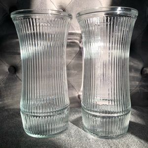 Pair of Vintage Hoosier Ribbed Vases